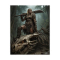 Viking Warrior Woman Dragon Skull Poster — Fantasy Norse Wall Art