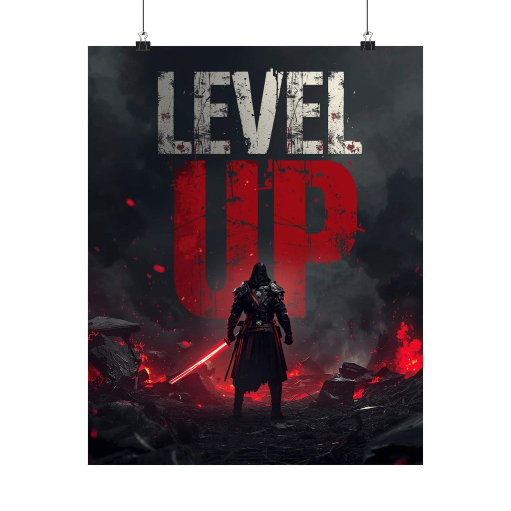 Level Up Poster — Dark Sci‑Fi Gamer Wall Art