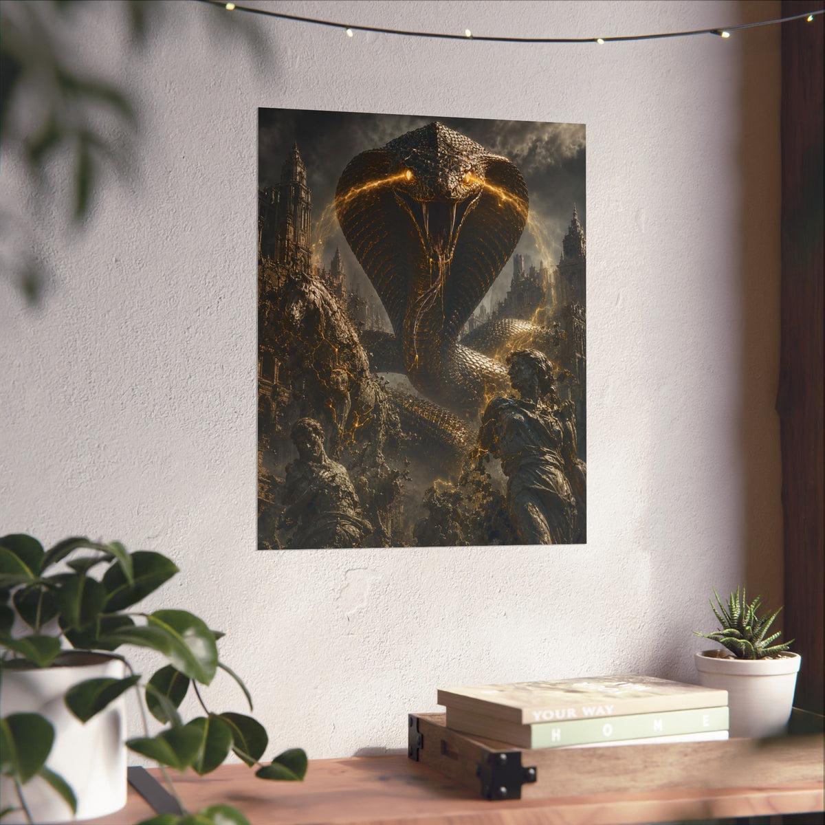 Giant Cobra with Glowing Eyes Matte Vertical Poster | Fantasy Serpent Wall Art