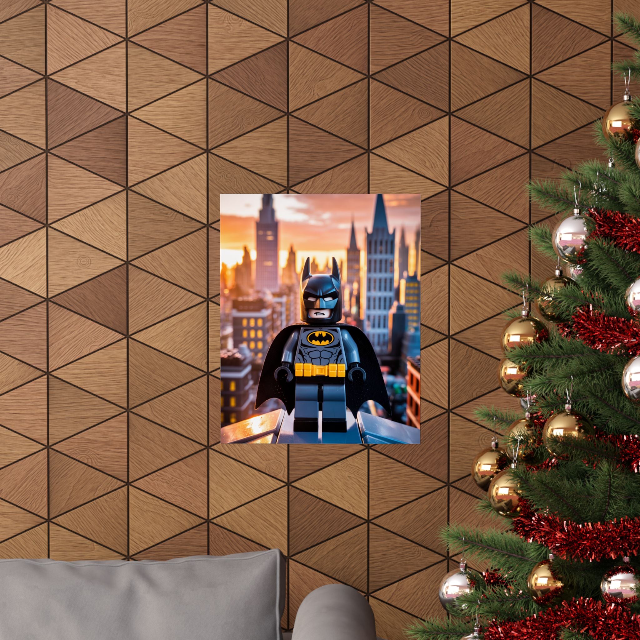Lego Hero City Skyline Gaming Poster — Vertical Superhero Wall Art
