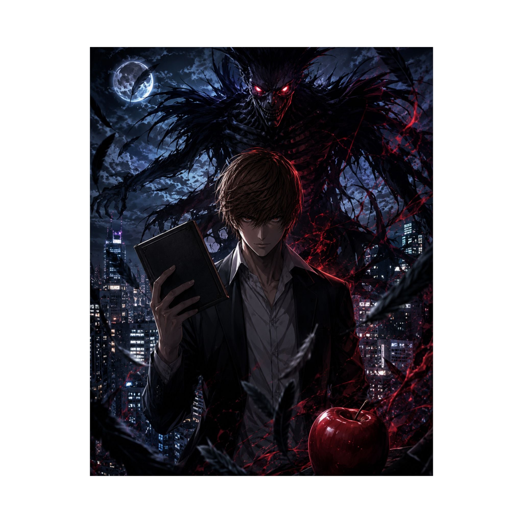 Death Note Matte Poster — Dark Ryuk & Light Yagami Anime Art (Vertical)