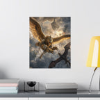 Gryphon vs Dragon Matte Vertical Poster | Fantasy Battle Wall Art