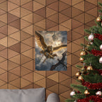 Gryphon vs Dragon Matte Vertical Poster | Fantasy Battle Wall Art