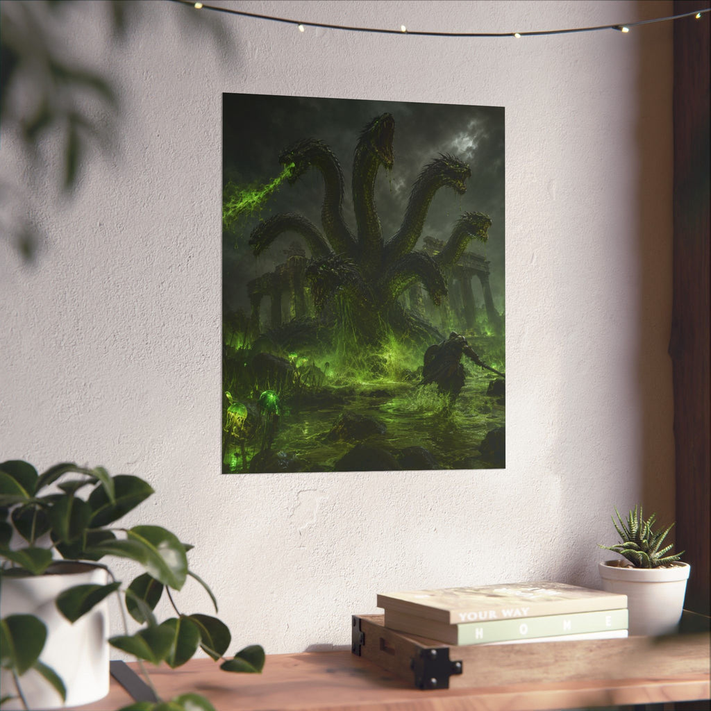 Hydra Monster Matte Vertical Poster | Dark Fantasy, Green Swamp