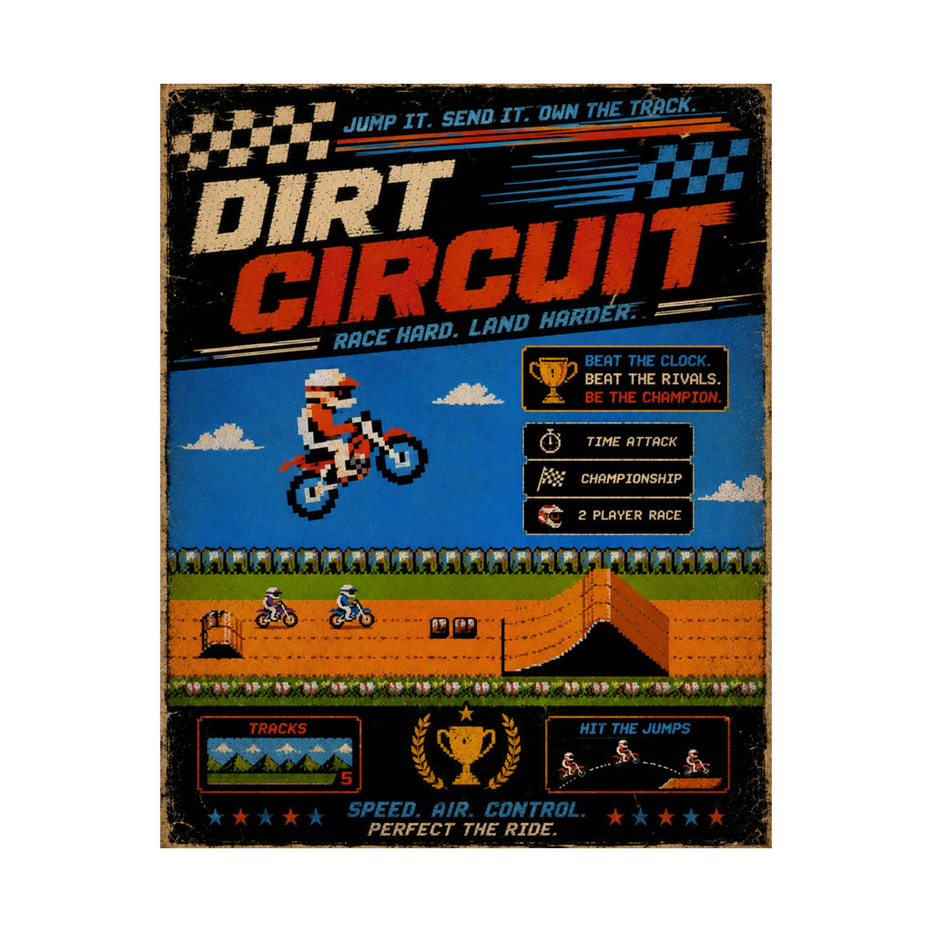 Dirt Circuit Vintage Motocross Poster — Retro Racing Matte Vertical Print