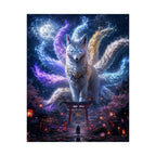 Nine-Tailed Fox Spirit Matte Poster | Kitsune, Mystical Night Shrine Art