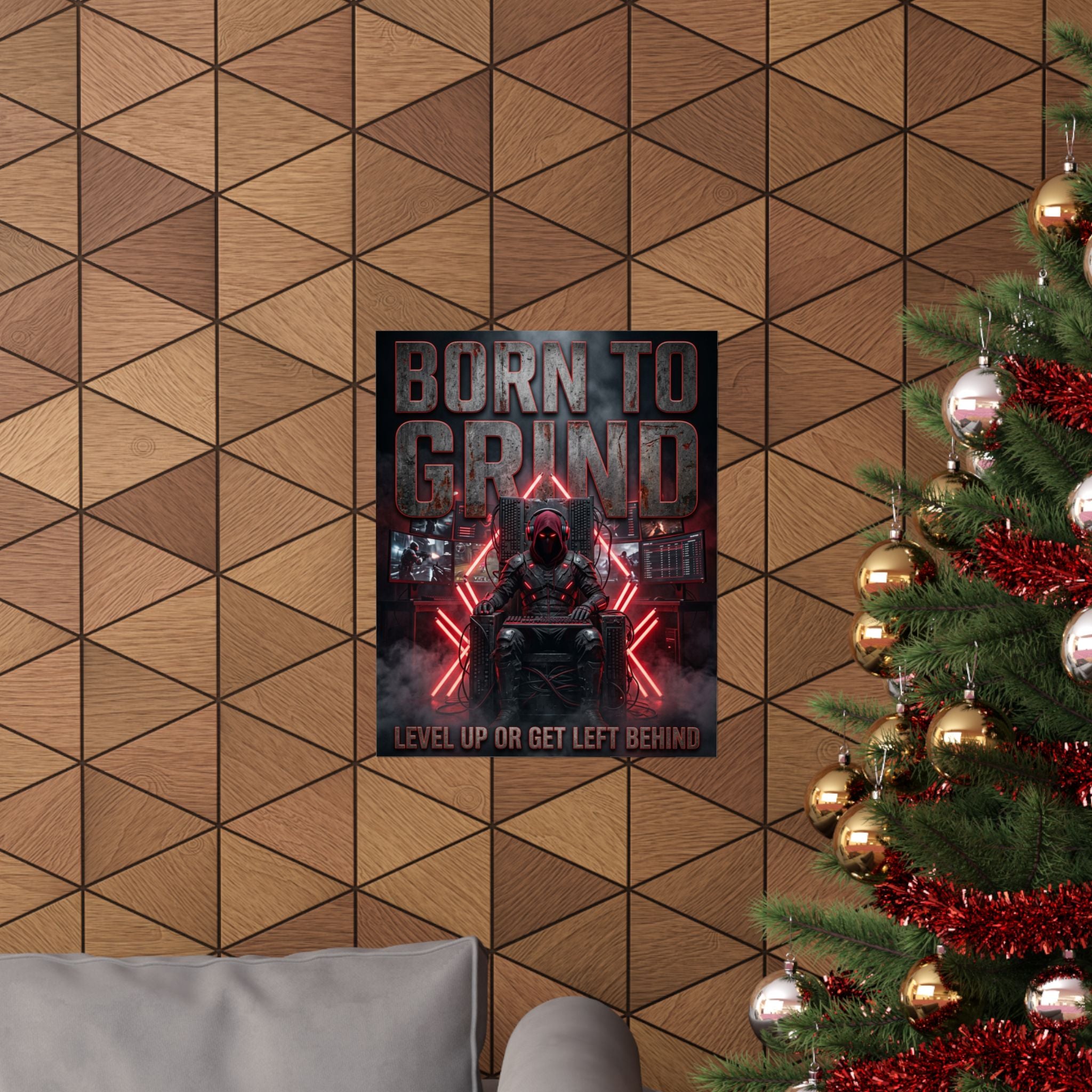 Born to Grind Gaming Poster — "Level Up or Get Left Behind" Matte Motivational Gaming Wall Art