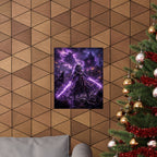 Dark Fantasy Dota Samurai Poster — Purple Lightning Warrior Matte Vertical Print
