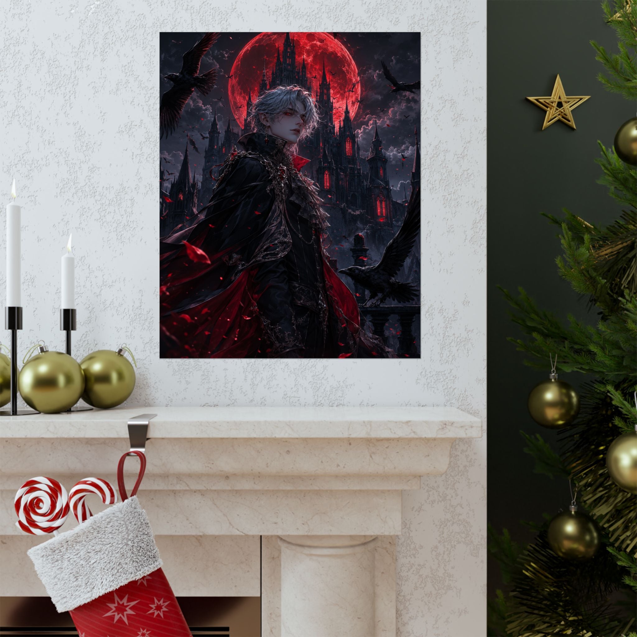 Vampire Lord with Red Moon Poster