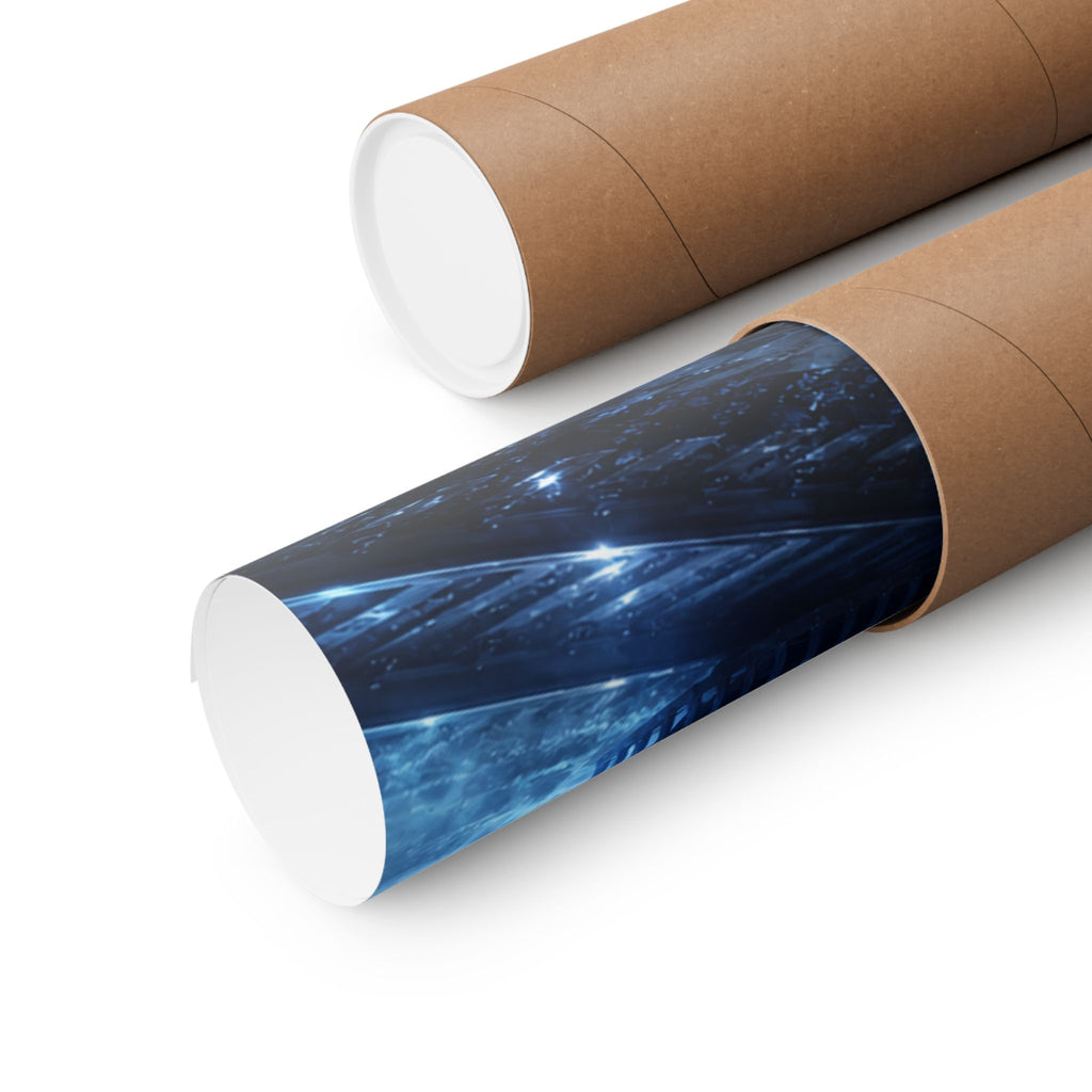 Mystic Night Train Matte Vertical Poster | Blue Moon, Foggy Platform
