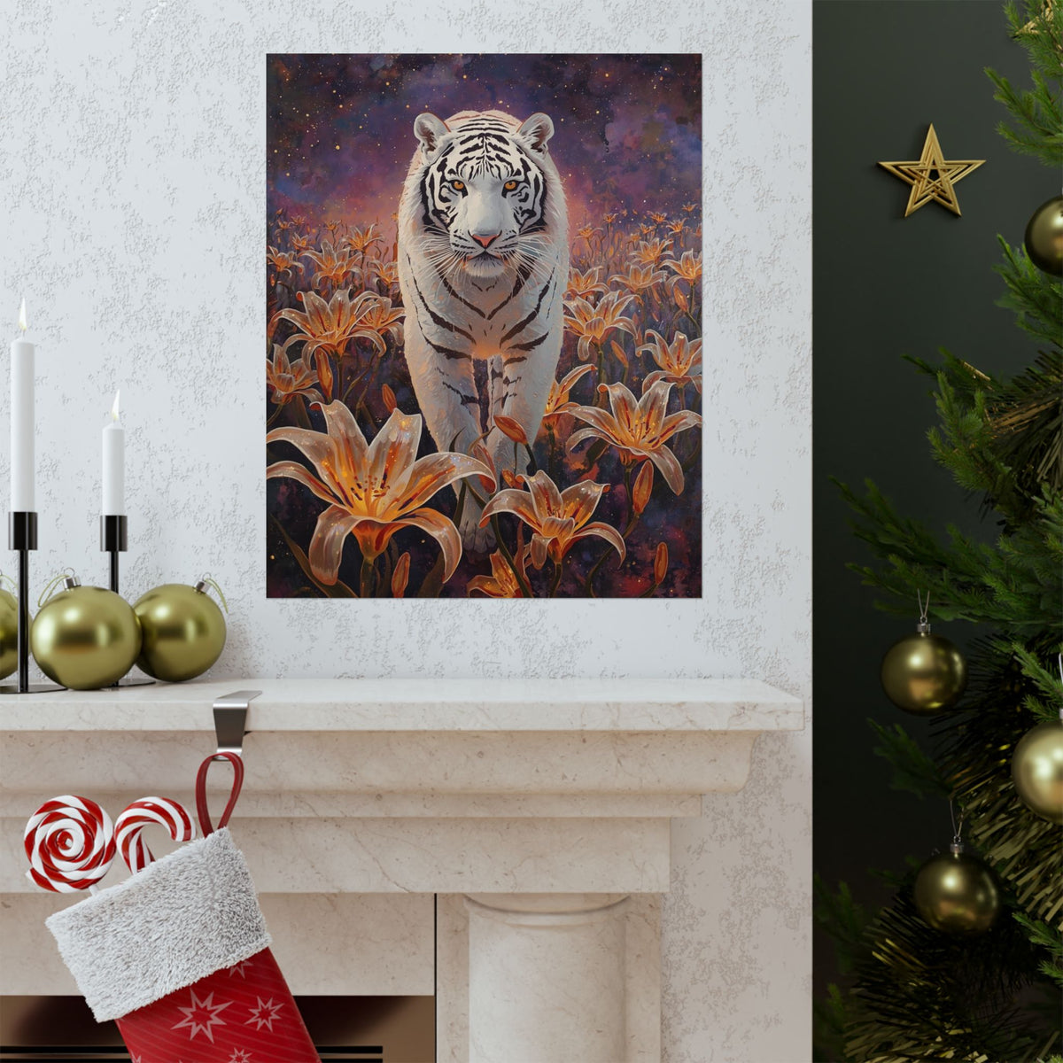 Majestic Tiger Poster, Wildlife Wall Art, Nature Decor, Animal Poster, Home Aesthetic, Gift for Animal Lovers, Vintage Print