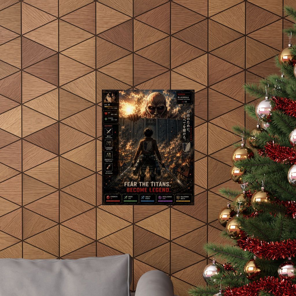 Titan Anime Art Poster — "Fear the Titans. Become Legend." Anime Wall Art