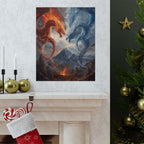 Epic Dragon Battle Matte Vertical Posters, Fantasy Wall Art, Home Decor, Gift for Gamers, Adventure Enthusiasts, Art Print