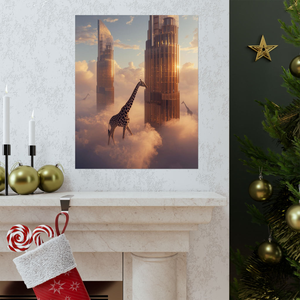 Surreal Giraffe Art Poster, Modern Wall Decor, Unique Gift for Animal Lovers, Contemporary Home Art, Stylish Office Decoration