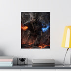 Three-Headed Cerberus Matte Vertical Poster | Fire and Ice Mythic Creature
