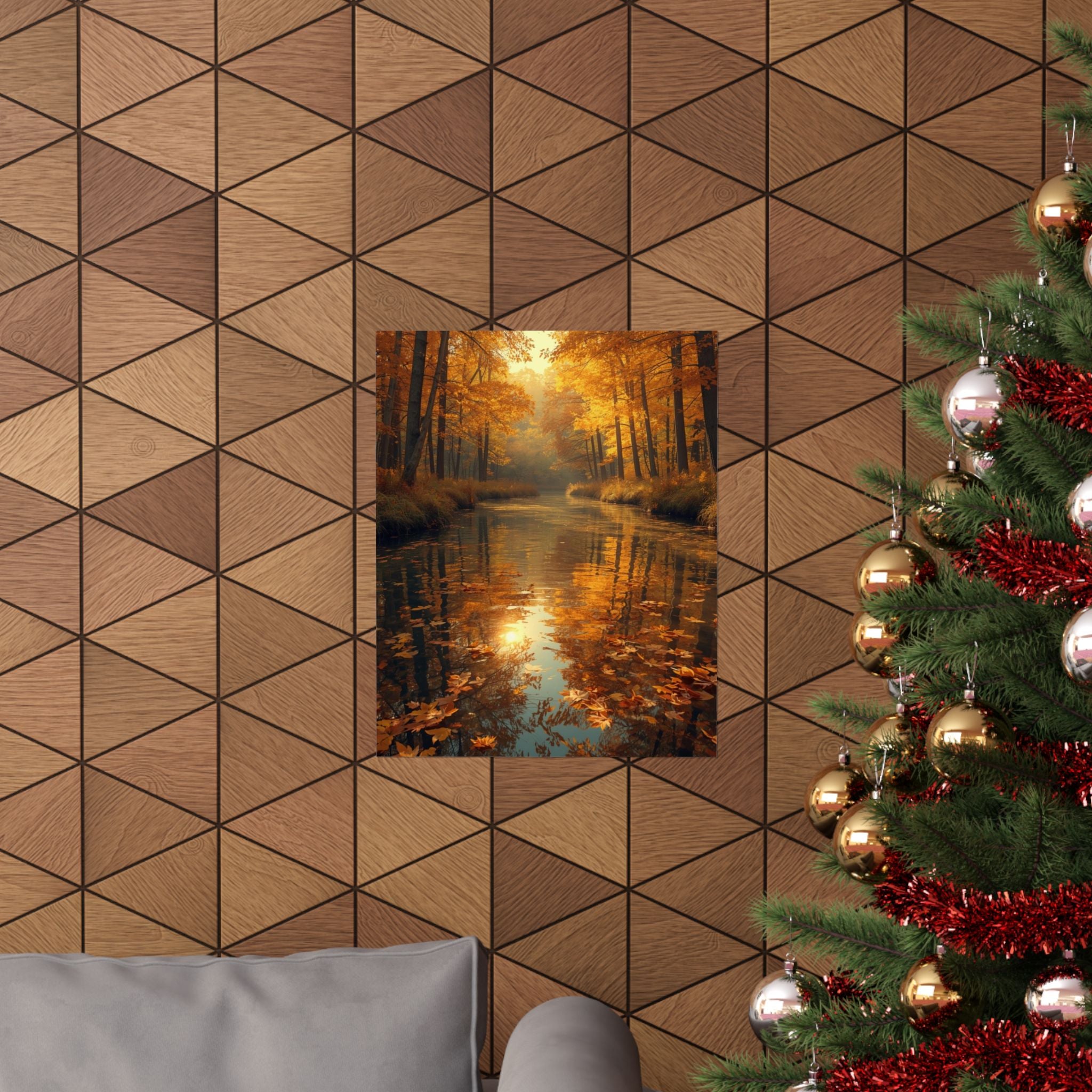 Autumn Reflection Art Poster, Matte Vertical Posters, Fall Decor, Home Wall Art, Nature Print, Seasonal Decoration