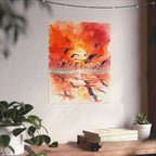 Sunset Flamingo Wall Art, Matte Vertical Posters, Home Decor, Interior Design, Gift for Bird Lovers, Floral Art Prints
