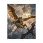 Gryphon vs Dragon Matte Vertical Poster | Fantasy Battle Wall Art
