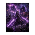 Dark Fantasy Dota Samurai Poster — Purple Lightning Warrior Matte Vertical Print