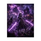Dark Fantasy Dota Samurai Poster — Purple Lightning Warrior Matte Vertical Print