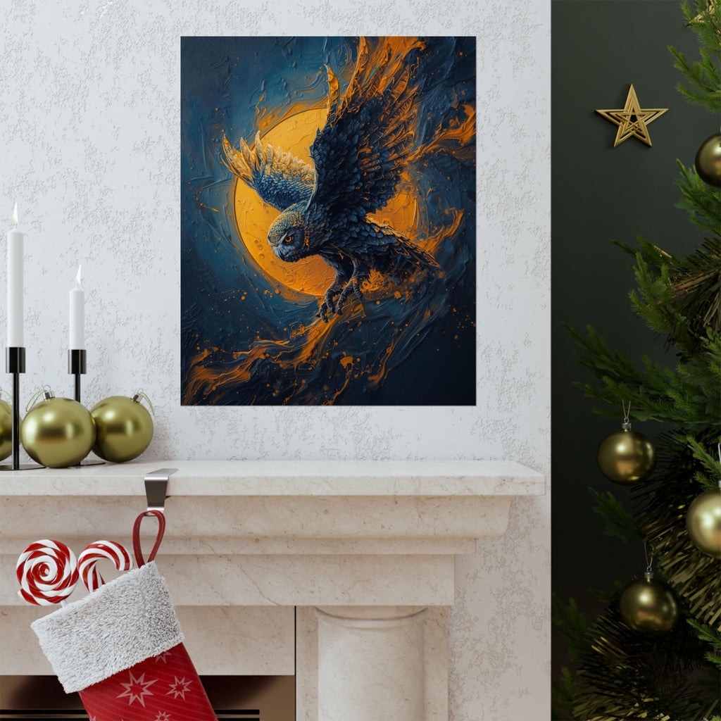 Majestic Owl Art Poster | Home Decor, Wall Art, Nature Gift, Bohemian Style, Owl Lover's Gift
