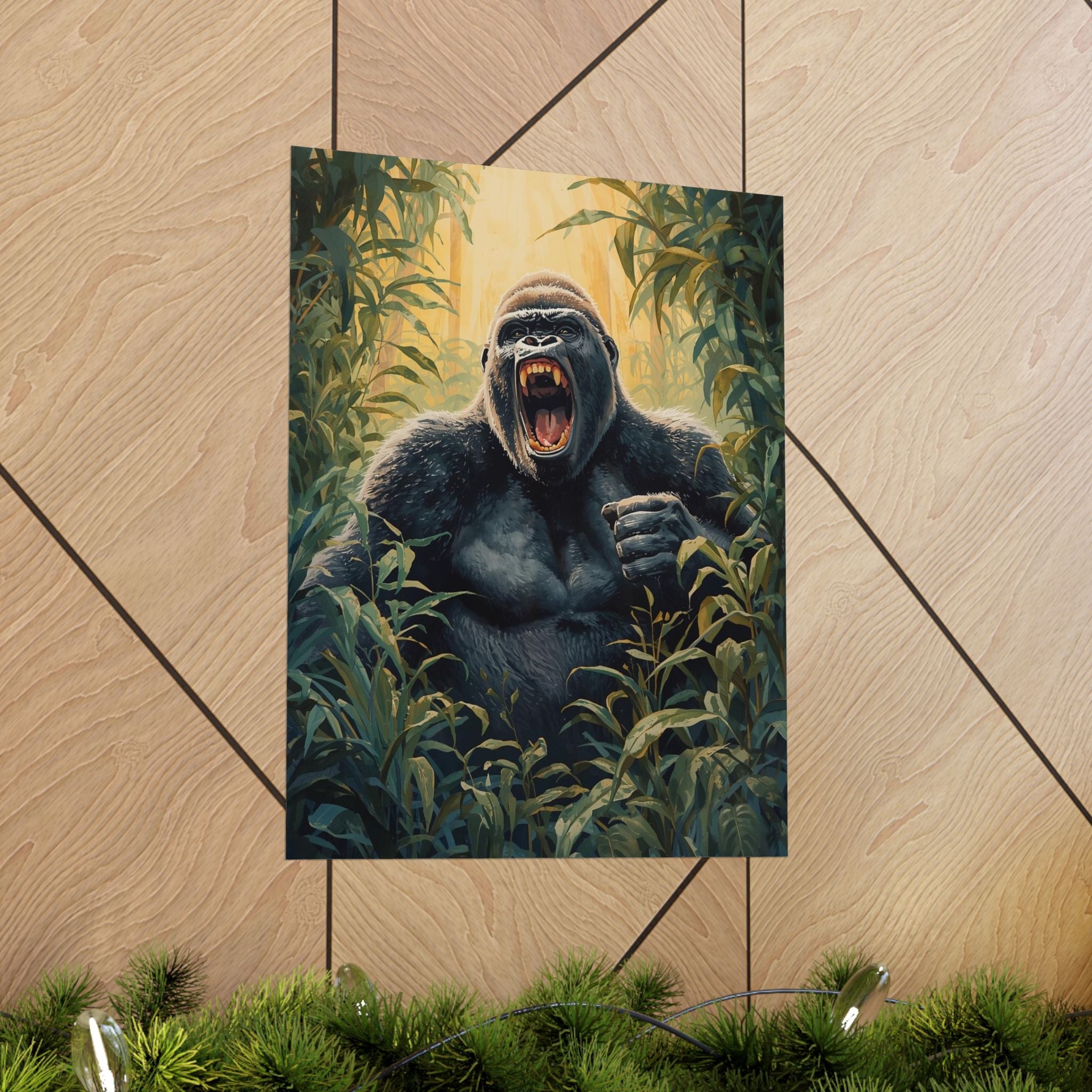 Fierce Gorilla Matte Vertical Poster, Wild Animal Art Print, Jungle Wall Decor, Nature Lover Gift, Unique Home Decoration