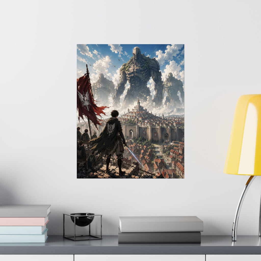 Fantasy Giant Colossus Poster — Matte Vertical Wall Art for Gamers & Anime Fans