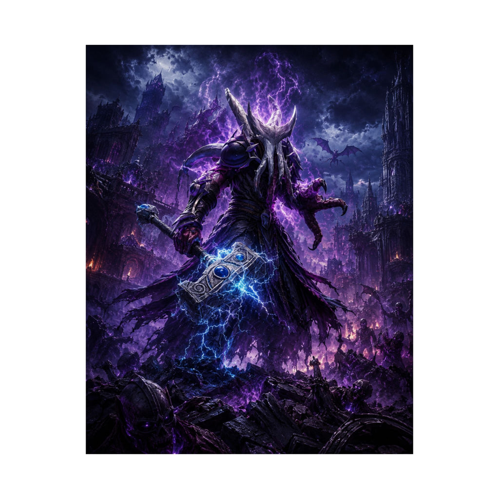 Dark Sorcerer Dota Moba Inspired Vertical Poster — Purple Fantasy Mage Wall Art