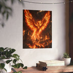Fiery Phoenix Rising Matte Vertical Poster | Mythical Bird Wall Art