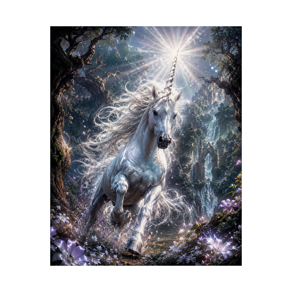 Majestic White Unicorn Poster | Matte Vertical Fantasy Wall Art