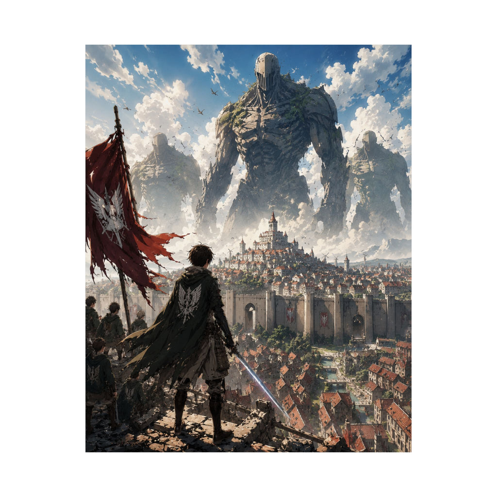 Fantasy Giant Colossus Poster — Matte Vertical Wall Art for Gamers & Anime Fans