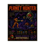 Planet Hunter Retro Gaming Poster — Retro Sci‑Fi Matte Vertical Wall Art