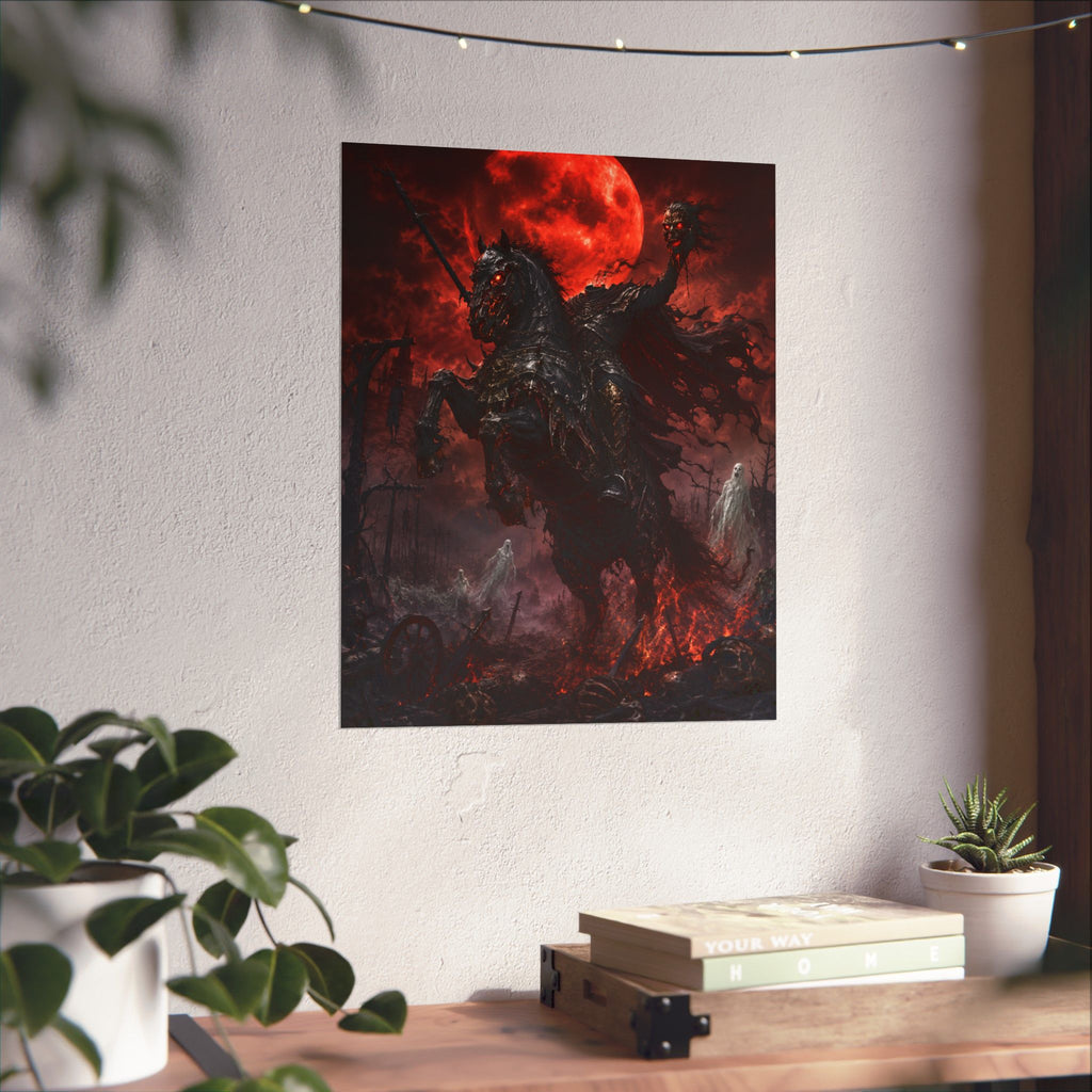 Nightmare Rider Matte Poster | Dark Horse, Red Blood Moon, Gothic Fantasy