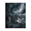Kraken Sea Monster Matte Vertical Poster | Stormy Ocean Mythical Creature Art