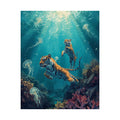 Underwater Tiger Adventure Posters, Ocean Decor, Animal Print Art, Jungle Wall Art, Gifts for Animal Lovers, Underwater Wall Aesthetic