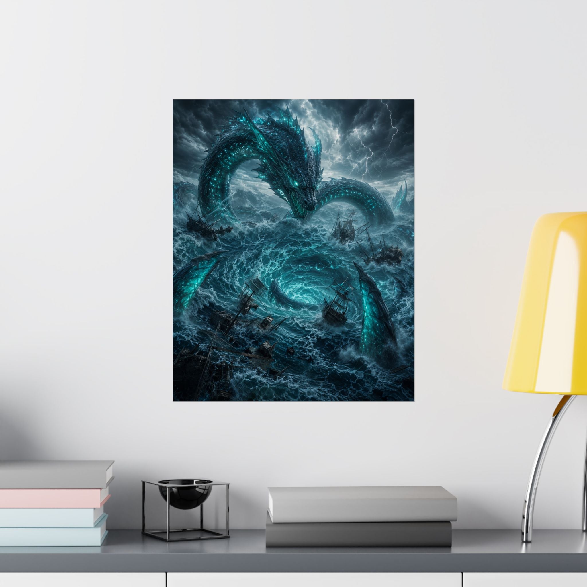 Sea Serpent Storm Poster | Kraken Ocean Monster Fantasy Art