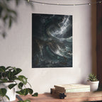 Kraken Sea Monster Matte Vertical Poster | Stormy Ocean Mythical Creature Art