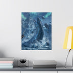 Ice Dragon Rising Poster | Fantasy Kraken Creature Matte Vertical Print