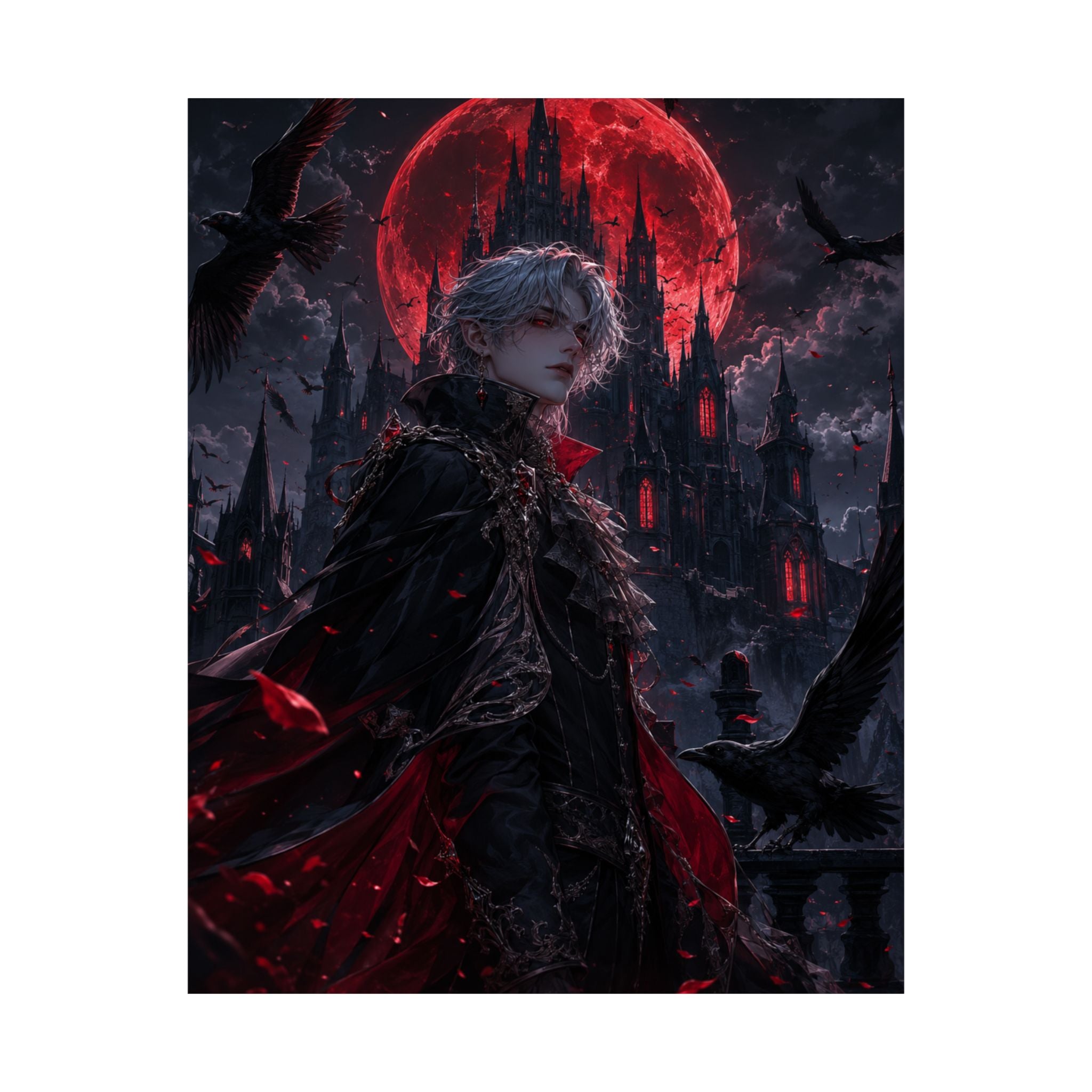 Vampire Lord with Red Moon Poster