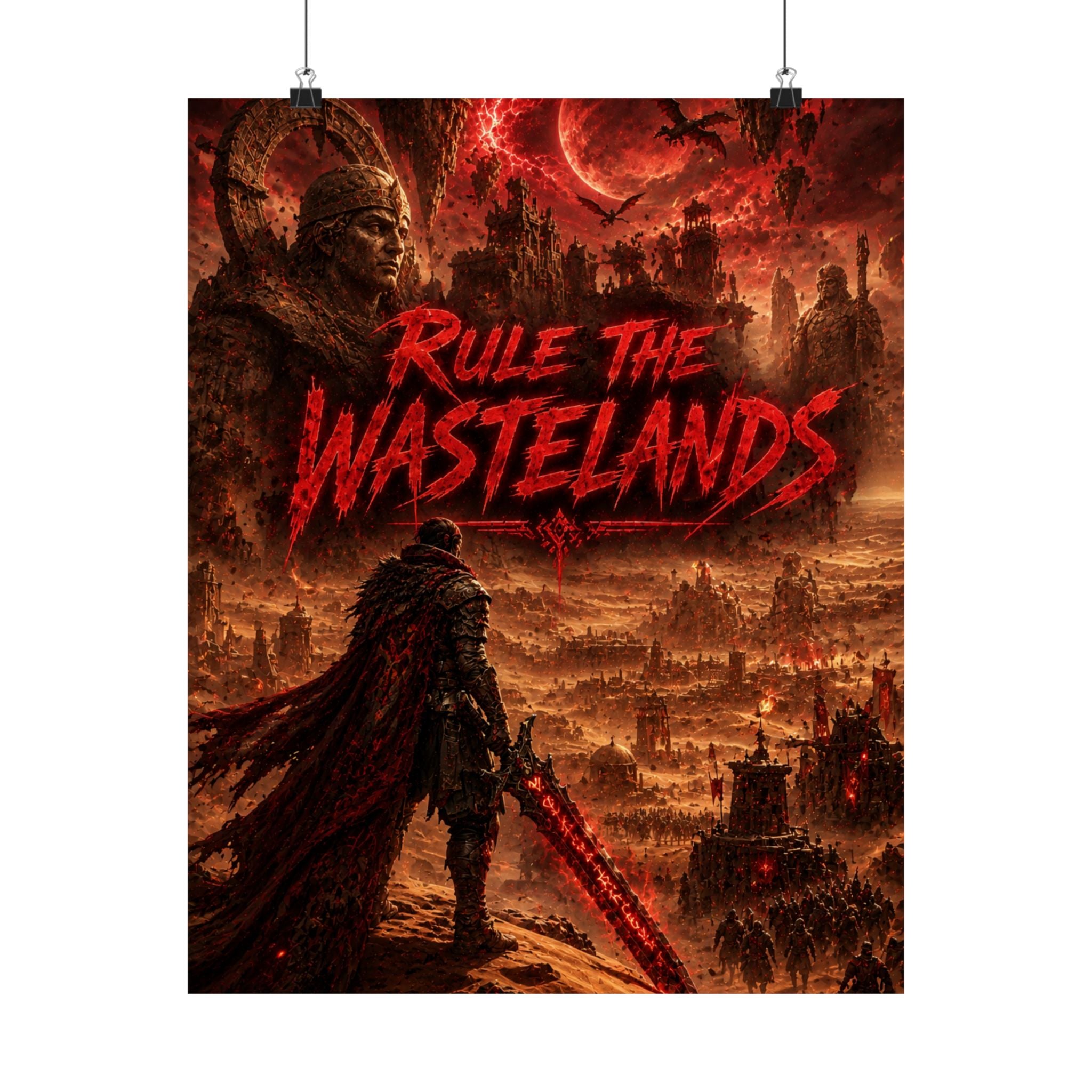 Rule the Wastelands Gaming Poster — Post-Apocalyptic Warrior Gaming Art