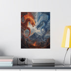 Epic Dragon Battle Matte Vertical Posters, Fantasy Wall Art, Home Decor, Gift for Gamers, Adventure Enthusiasts, Art Print