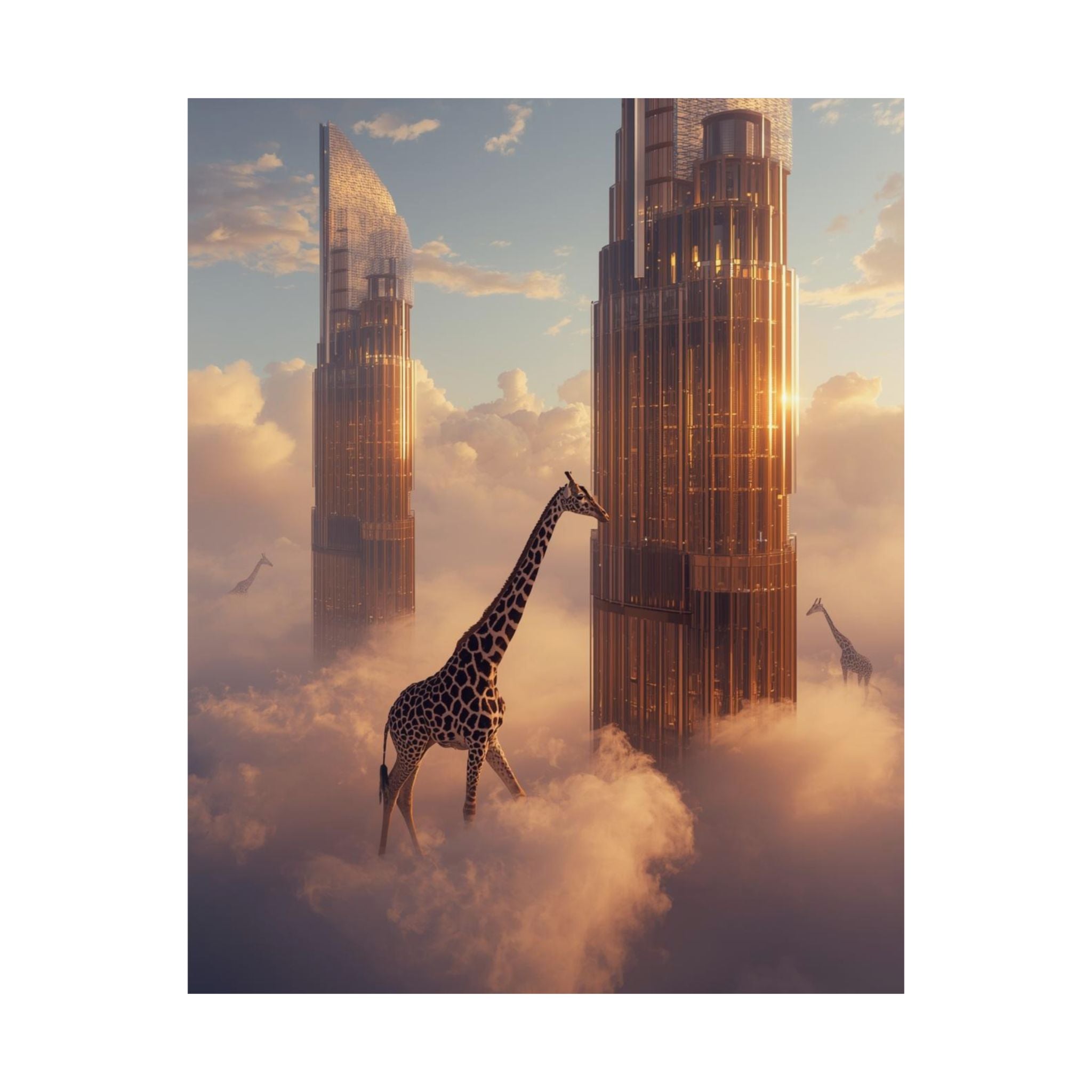 Surreal Giraffe Art Poster, Modern Wall Decor, Unique Gift for Animal Lovers, Contemporary Home Art, Stylish Office Decoration