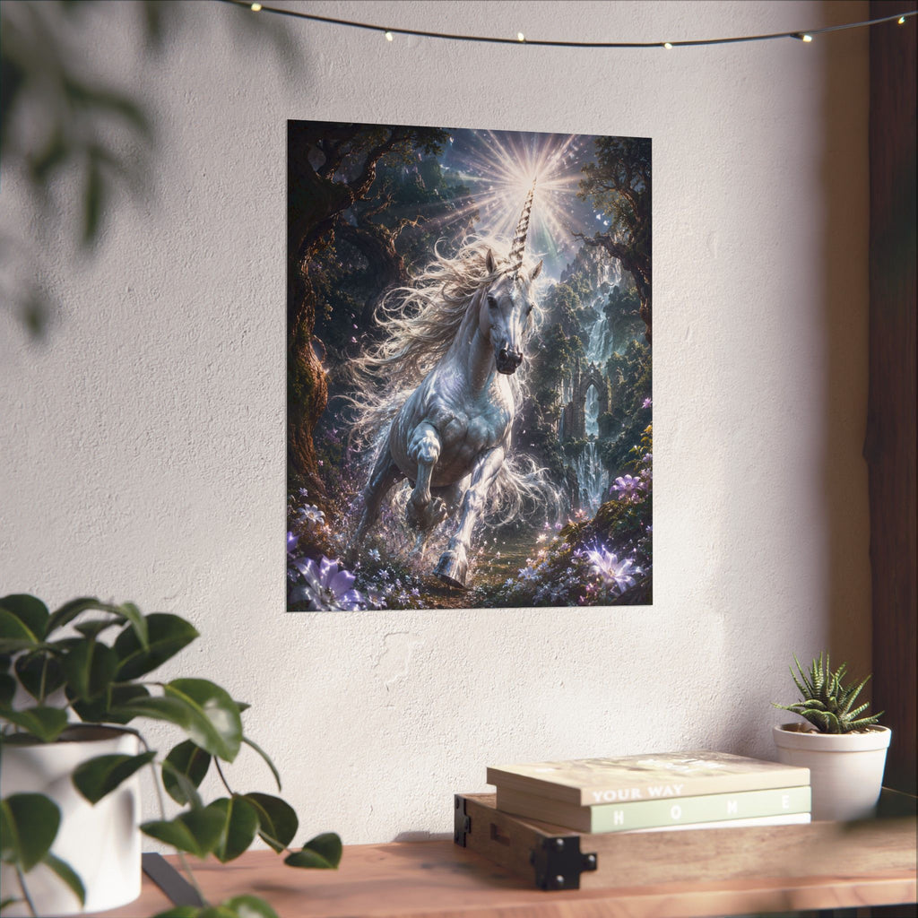 Majestic White Unicorn Poster | Matte Vertical Fantasy Wall Art