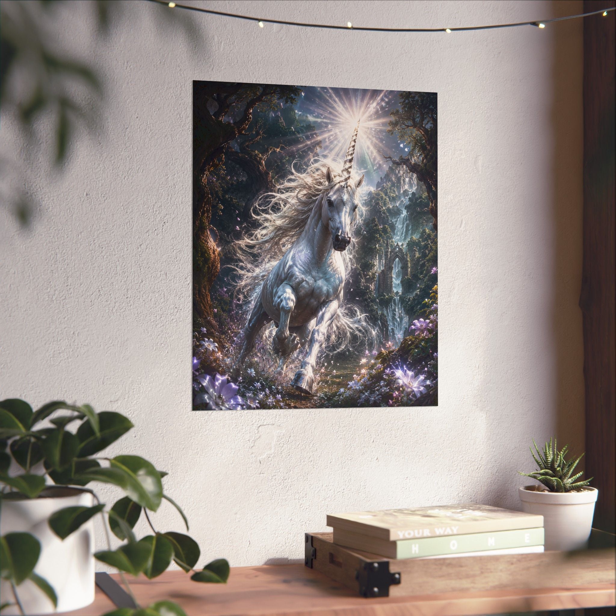 Majestic White Unicorn Poster | Matte Vertical Fantasy Wall Art