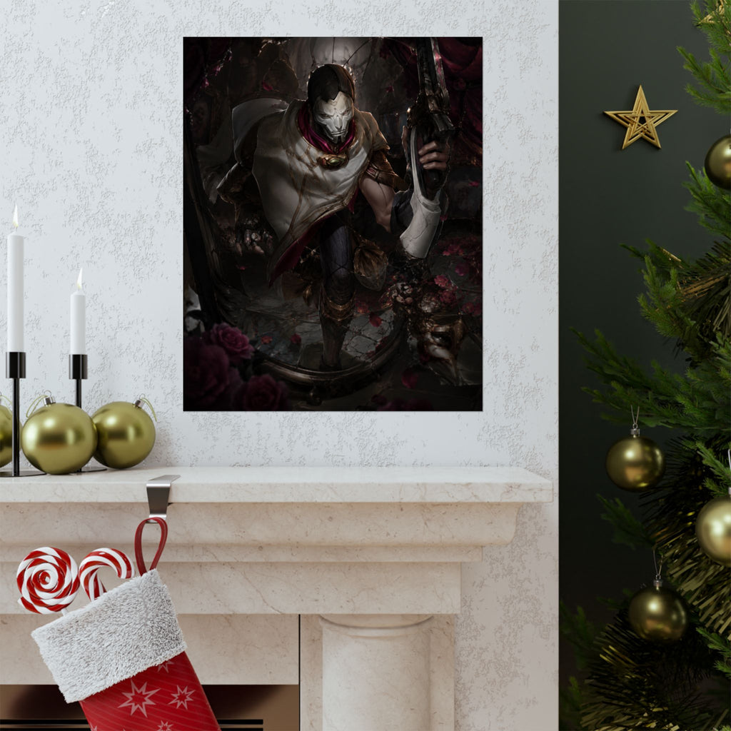Dark Fantasy Masked Warrior Wall Art — Matte Vertical Art Print