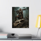 Viking Warrior Woman Dragon Skull Poster — Fantasy Norse Wall Art