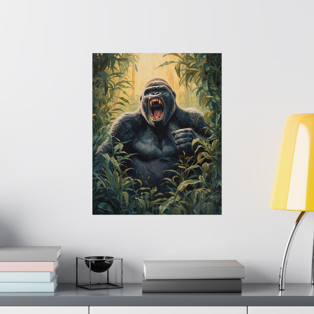 Fierce Gorilla Matte Vertical Poster, Wild Animal Art Print, Jungle Wall Decor, Nature Lover Gift, Unique Home Decoration