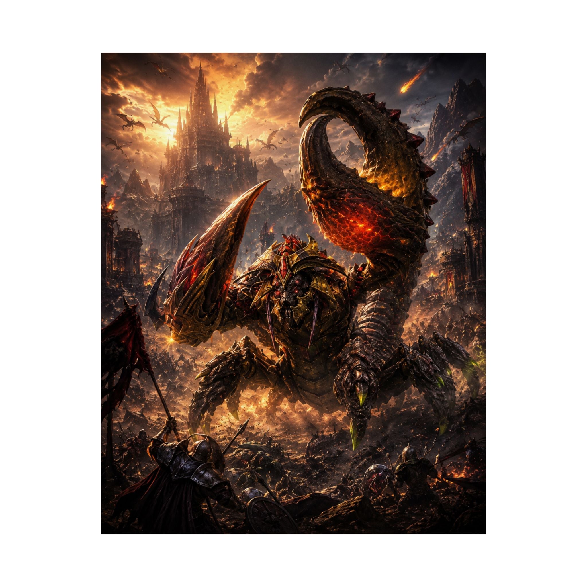 Dota MOBA Inspired Poster — Fiery Monster Battle Fantasy Art