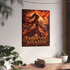 Ember Veil Assassin Poster — Fiery Fantasy MOBA Wall Art