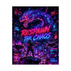 Respawn the Chaos Gaming Poster — Neon Cyberpunk Dragon Gaming Art